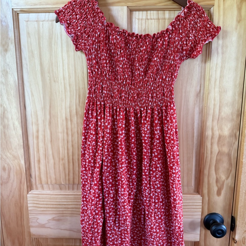 Poof! Red and White Floral Dress